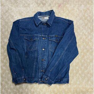 Wrangler Denim Jacket Men's L Authentic Western Jean Coat Blue Trucker 74145PW